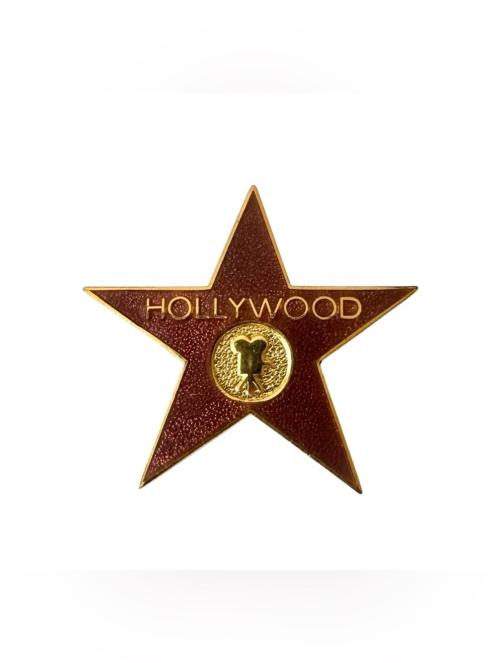 Hollywood Star Enamel Brooch - Gold & Deep Red